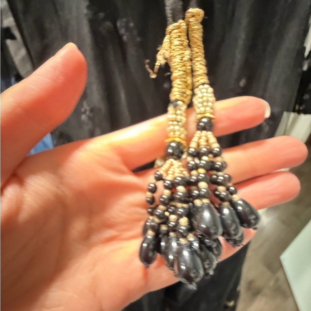 Pakistani Designer Black Dress Gown with Gold Accents - Picture 6 of 16